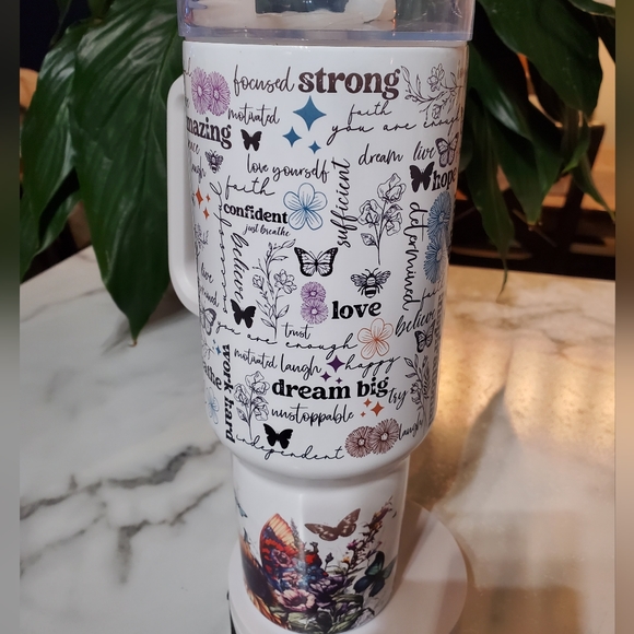 You Are Enough Motivational 40oz Traveler Tumbler 💜sale - Picture 4 of 15